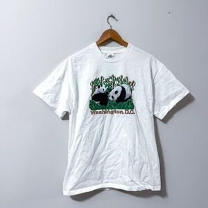 Vintage Y2K Panda Graphic Washington DC Short Sleeve Tee T-Shirt VTG